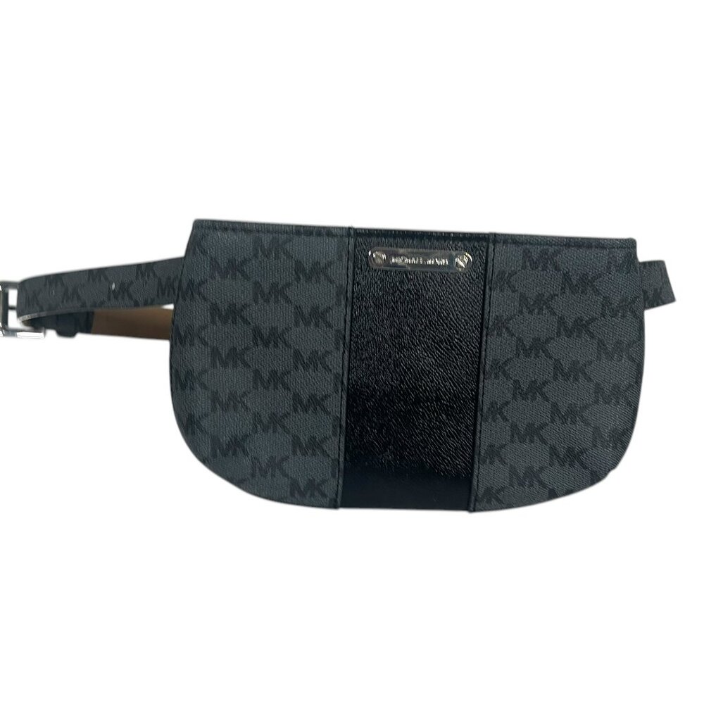 Michael Kors Adjustable Belt Bag Fanny Pack Gray And Black MK Signature Logo S/M
